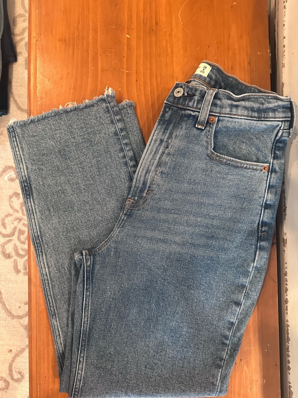 Abercrombie & Fitch Light Blue High-Rise Ankle Straight Jeans